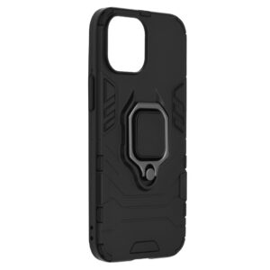 Set husa Comando Armor Ring cu folie de silicon compatibila cu Apple iPhone 13 mini, Antisoc, Ultrarezistenta, Protectie 360, Inel Metalic Rotativ, Negru - 6