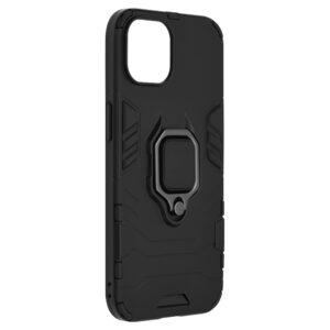 Set husa Comando Armor Ring cu folie de silicon compatibila cu Apple iPhone 13 , Antisoc, Ultrarezistenta, Protectie 360, Inel Metalic Rotativ, Negru - 6