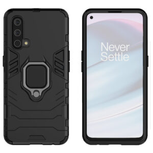 Set husa Comando Armor Ring cu folie de silicon compatibila cu OnePlus Nord CE 5G , Antisoc, Ultrarezistenta, Protectie 360, Inel Metalic Rotativ, Negru - 2