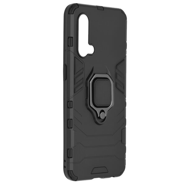 Set husa Comando Armor Ring cu folie de silicon compatibila cu OnePlus Nord CE 5G , Antisoc, Ultrarezistenta, Protectie 360, Inel Metalic Rotativ, Negru - 6