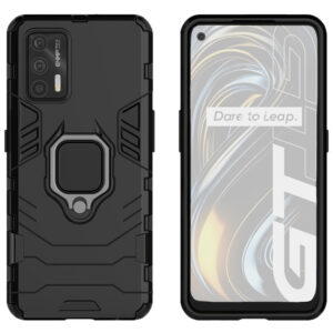 Set husa Comando Armor Ring cu folie de silicon compatibila cu Realme GT 5G, Antisoc, Ultrarezistenta, Protectie 360, Inel Metalic Rotativ, Negru - 2