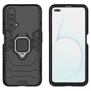 Set husa Comando Armor Ring cu folie de silicon compatibila cu Realme 6 / 6S, Antisoc, Ultrarezistenta, Protectie 360, Inel Metalic Rotativ, Negru - 2