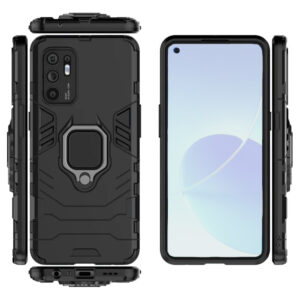 Set husa Comando Armor Ring cu folie de silicon compatibila cu Oppo Reno6 5G, Antisoc, Ultrarezistenta, Protectie 360, Inel Metalic Rotativ, Negru - 4