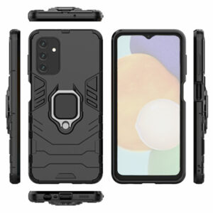 Set husa Comando Armor Ring cu folie de silicon compatibila cu Samsung Galaxy A13 5G / A04s, Antisoc, Ultrarezistenta, Protectie 360, Inel Metalic Rotativ, Negru - 3