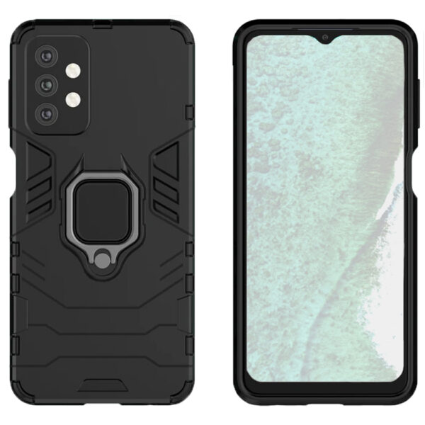 Set husa Comando Armor Ring cu folie de silicon compatibila cu Samsung Galaxy A53 5G, Antisoc, Ultrarezistenta, Protectie 360, Inel Metalic Rotativ, Negru - 2