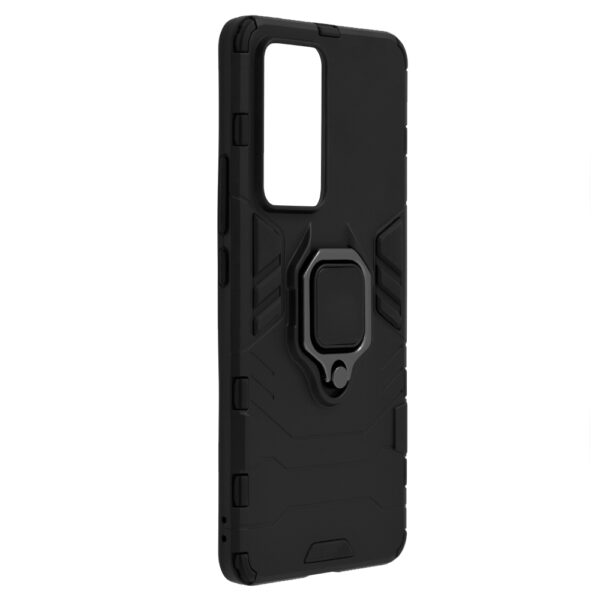 Set husa Comando Armor Ring cu folie de silicon compatibila cu Xiaomi 12 Pro, Antisoc, Ultrarezistenta, Protectie 360, Inel Metalic Rotativ, Negru - 6