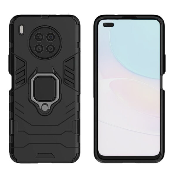 Set husa Comando Armor Ring cu folie de silicon compatibila cu Huawei Nova 8i / Honor 50 Lite, Antisoc, Ultrarezistenta, Protectie 360, Inel Metalic Rotativ, Negru - 2