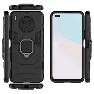 Set husa Comando Armor Ring cu folie de silicon compatibila cu Huawei Nova 8i / Honor 50 Lite, Antisoc, Ultrarezistenta, Protectie 360, Inel Metalic Rotativ, Negru - 3