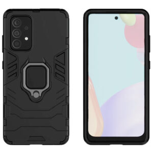 Set husa Comando Armor Ring cu folie de silicon compatibila cu Samsung Galaxy A13 4G, Antisoc, Ultrarezistenta, Protectie 360, Inel Metalic Rotativ, Negru - 2