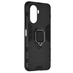 Set husa Comando Armor Ring cu folie de silicon compatibila cu Huawei Nova Y70, Antisoc, Ultrarezistenta, Protectie 360, Inel Metalic Rotativ, Negru - 6