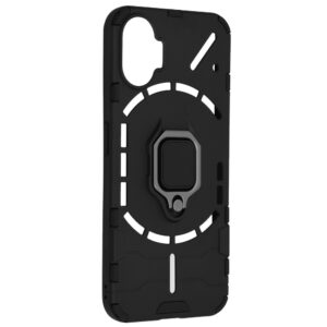 Set husa Comando Armor Ring cu folie de silicon compatibila cu Nothing Phone (1), Antisoc, Ultrarezistenta, Protectie 360, Inel Metalic Rotativ, Negru - 6