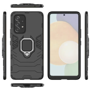 Set husa Comando Armor Ring cu folie de silicon compatibila cu Samsung Galaxy A23, Antisoc, Ultrarezistenta, Protectie 360, Inel Metalic Rotativ, Negru - 3