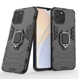 Set husa Comando Armor Ring cu folie de silicon compatibila cu Huawei Nova Y61, Antisoc, Ultrarezistenta, Protectie 360, Inel Metalic Rotativ, Negru - 2