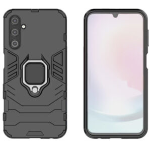 Set husa Comando Armor Ring cu folie de silicon compatibila cu Samsung Galaxy A24, Antisoc, Ultrarezistenta, Protectie 360, Inel Metalic Rotativ, Negru - 2