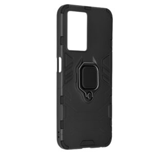 Set husa Comando Armor Ring cu folie de silicon compatibila cu Oppo A57 4G / A57s / OnePlus Nord N20 SE, Antisoc, Ultrarezistenta, Protectie 360, Inel Metalic Rotativ, Negru - 6