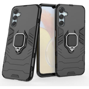 Set husa Comando Armor Ring cu folie de silicon compatibila cu Samsung Galaxy M14, Antisoc, Ultrarezistenta, Protectie 360, Inel Metalic Rotativ, Negru - 2