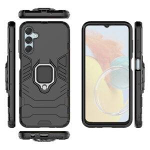 Set husa Comando Armor Ring cu folie de silicon compatibila cu Samsung Galaxy M14, Antisoc, Ultrarezistenta, Protectie 360, Inel Metalic Rotativ, Negru - 3