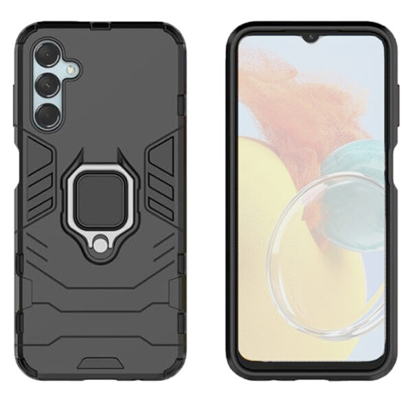 Set husa Comando Armor Ring cu folie de silicon compatibila cu Samsung Galaxy M14, Antisoc, Ultrarezistenta, Protectie 360, Inel Metalic Rotativ, Negru - 4