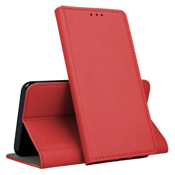 Set husa carte Comando Book si folie silicon compatibila cu Xiaomi Redmi 9A, Inchidere magnetica, Buzunar interior pentru card, Flip stand, Protectie completa si practica, Rosu - 5