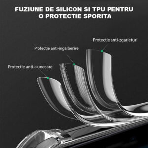 Set Husa Antisoc FONIX si Folie de Silicon compatibila cu Apple iPhone 11, Ultra Slim, Anti-ingalbenire, Silicone, Military Grade Protection, Transparenta - 5