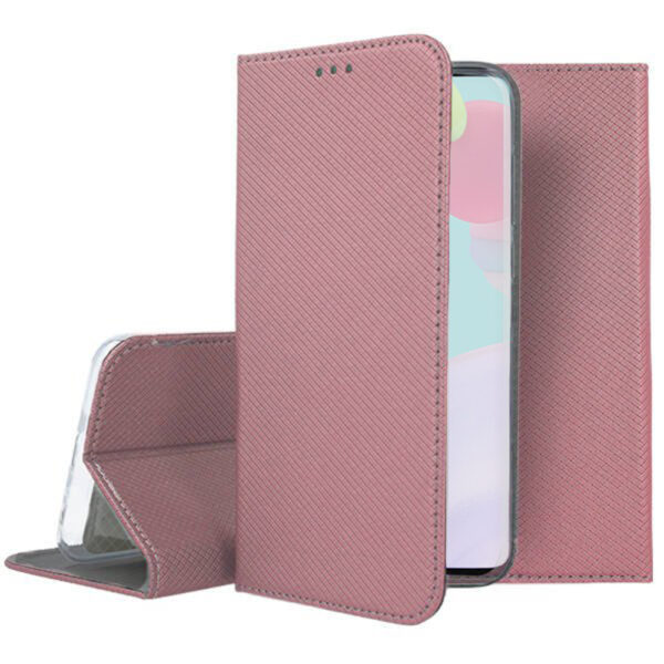 Set husa carte Comando Book si folie silicon compatibila cu Xiaomi Redmi Note 10 4G / Note 10s, Inchidere magnetica, Buzunar interior pentru card, Flip stand, Protectie completa si practica, Roz - 5