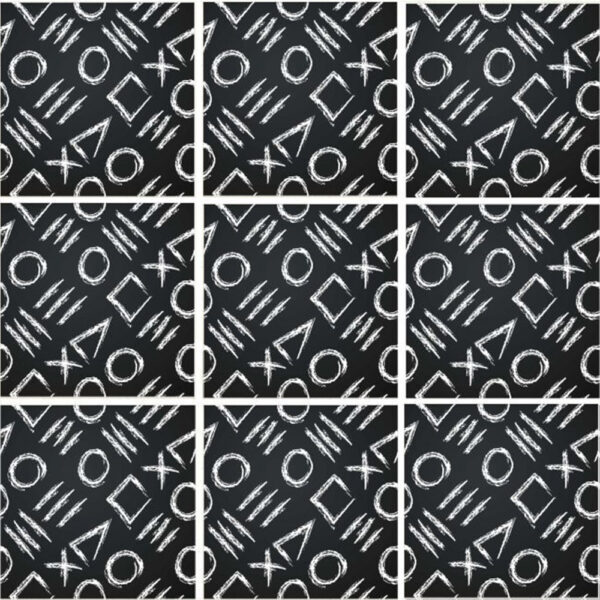 Set 100 Stickere decorative autoadezive pentru faianta sau perete, Model B&W Graphics, Dimensiuni 25 cm x 25 cm, Rezistente la uzura si apa, 6,25 m2 - 3