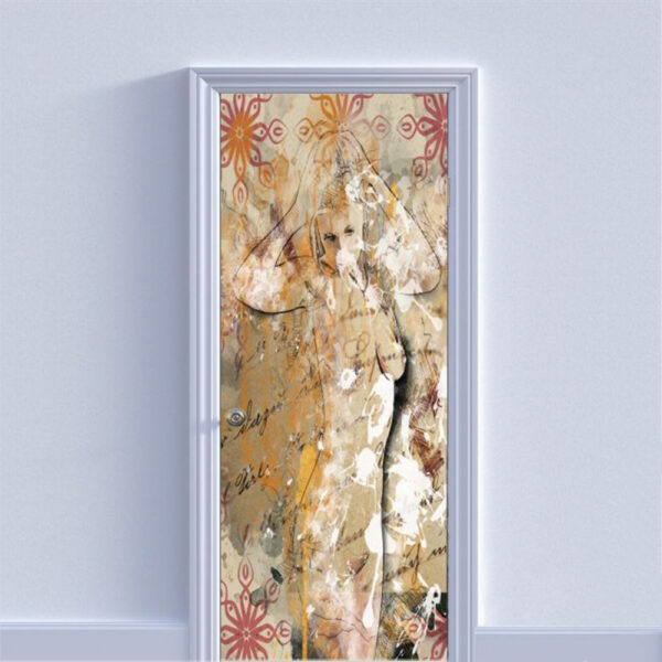 Autocolant pentru usa, Model Mystical Lady, Dimensiuni 200 x 90 cm, Design Vibrant, Autoadeziv