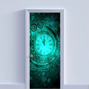 Autocolant pentru usa, Model Tick Tock, Dimensiuni 200 x 90 cm, Design Vibrant, Autoadeziv