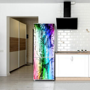 Autocolant pentru frigider, Model Color Rain, Dimensiuni 200 x 90 cm, Design Vibrant, Autoadeziv