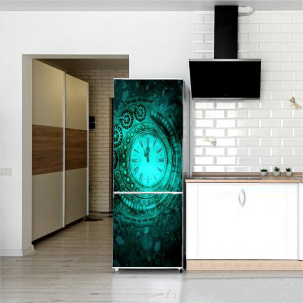 Autocolant pentru frigider, Model In Time, Dimensiuni 200 x 90 cm, Design Vibrant, Autoadeziv