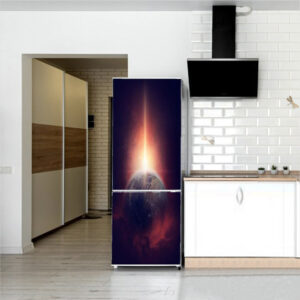 Autocolant pentru frigider, Model Planetary Explosion, Dimensiuni 200 x 90 cm, Design Vibrant, Autoadeziv