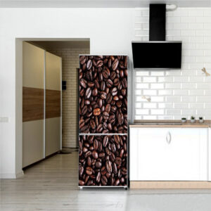 Autocolant pentru frigider, Model Coffee Beans, Dimensiuni 200 x 90 cm, Design Vibrant, Autoadeziv