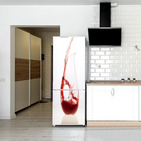 Autocolant pentru frigider, Model Power Of Wine, Dimensiuni 200 x 90 cm, Design Vibrant, Autoadeziv