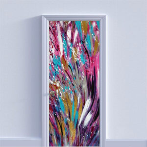 Autocolant pentru usa, Model Color Waves, Dimensiuni 200 x 90 cm, Design Vibrant, Autoadeziv