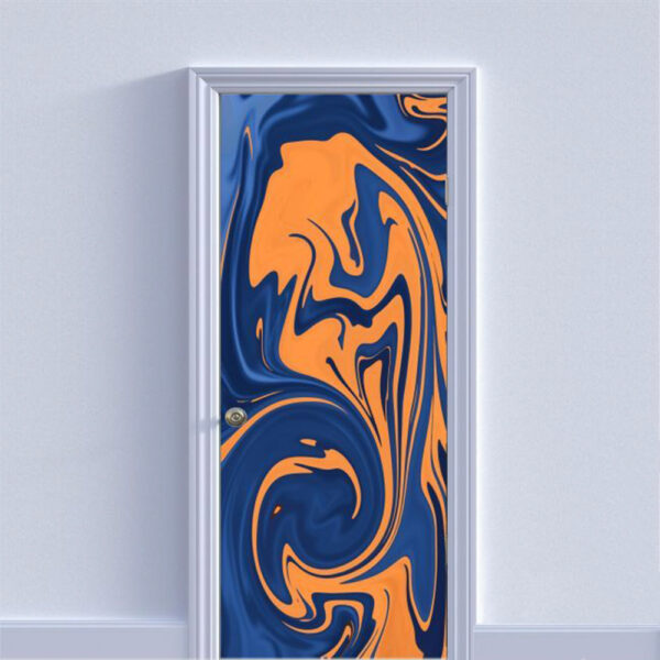 Autocolant pentru usa, Model Blue Orange, Dimensiuni 200 x 90 cm, Design Vibrant, Autoadeziv