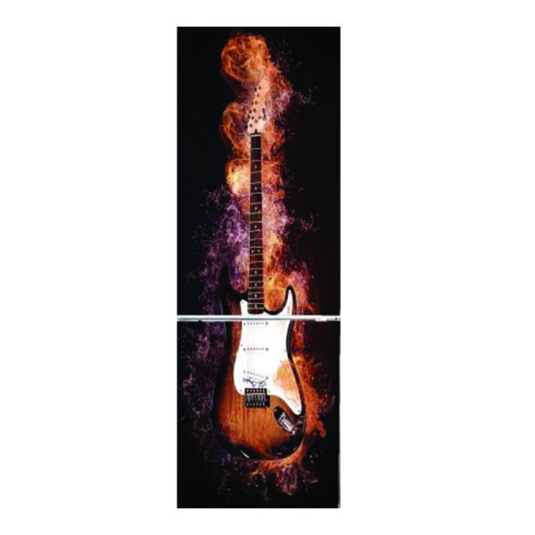 Autocolant pentru frigider, Model Guittar Flame, Dimensiuni 200 x 90 cm, Design Vibrant, Autoadeziv - 2