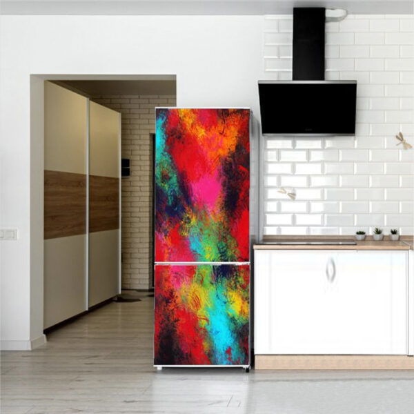 Autocolant pentru frigider, Model Color Run, Dimensiuni 200 x 90 cm, Design Vibrant, Autoadeziv