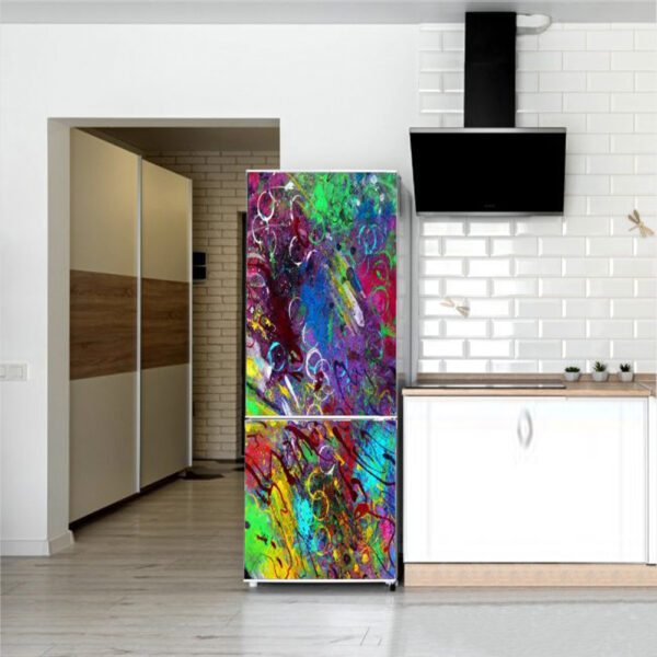 Autocolant pentru frigider, Model Color Canvas, Dimensiuni 200 x 90 cm, Design Vibrant, Autoadeziv