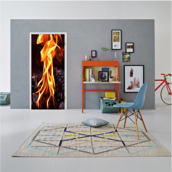 Autocolant pentru usa, Model Flames, Dimensiuni 200 x 90 cm, Design Vibrant, Autoadeziv - 4