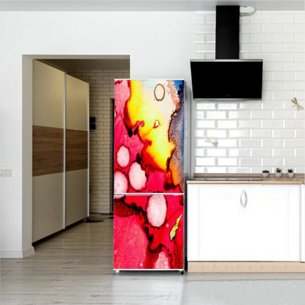 Autocolant pentru frigider, Model Rose Color Fusion, Dimensiuni 200 x 90 cm, Design Vibrant, Autoadeziv