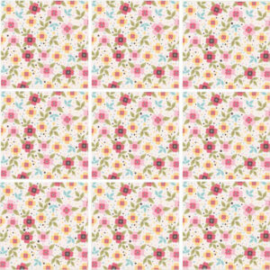 Set 100 Stickere decorative autoadezive pentru faianta sau perete, Model Pixel Flowers, Dimensiuni 15 cm x 15 cm, Rezistente la uzura si apa, 2,25 m2 - 3