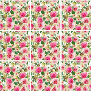 Set 100 Stickere decorative autoadezive pentru faianta sau perete, Model Pink Roses, Dimensiuni 15 cm x 15 cm, Rezistente la uzura si apa, 2,25 m2 - 3