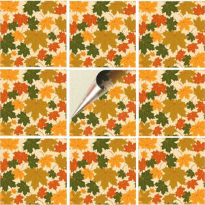 Set 100 Stickere decorative autoadezive pentru faianta sau perete, Model Autumn Leaves, Dimensiuni 15 cm x 15 cm, Rezistente la uzura si apa, 2,25 m2 - 2