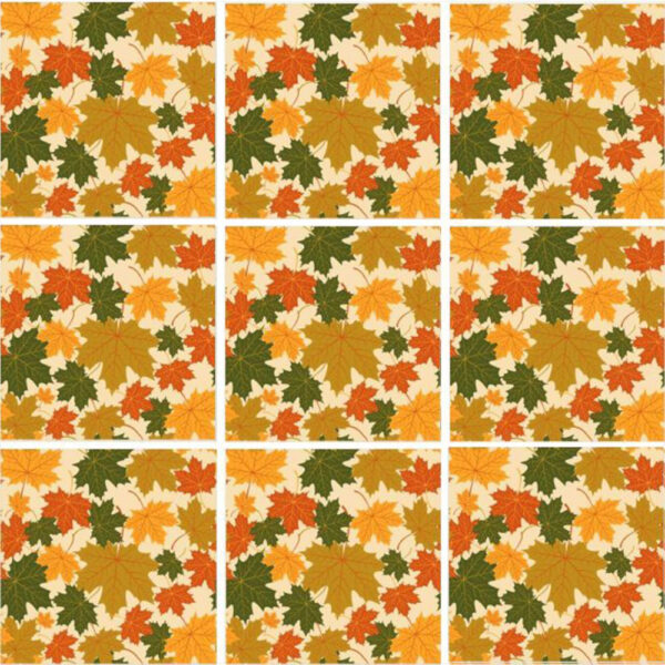 Set 100 Stickere decorative autoadezive pentru faianta sau perete, Model Autumn Leaves, Dimensiuni 15 cm x 15 cm, Rezistente la uzura si apa, 2,25 m2 - 3