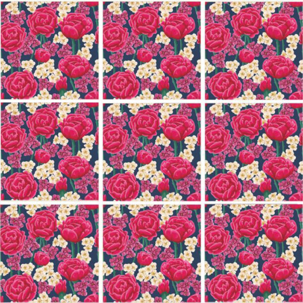 Set 100 Stickere decorative autoadezive pentru faianta sau perete, Model Ranunculus, Dimensiuni 15 cm x 15 cm, Rezistente la uzura si apa, 2,25 m2 - 3