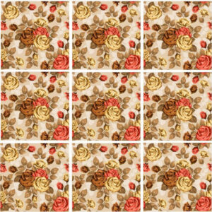 Set 100 Stickere decorative autoadezive pentru faianta sau perete, Model Gold Roses, Dimensiuni 15 cm x 15 cm, Rezistente la uzura si apa, 2,25 m2 - 3