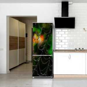 Autocolant pentru frigider, Model Rainy Spider Web, Dimensiuni 200 x 90 cm, Design Vibrant, Autoadeziv