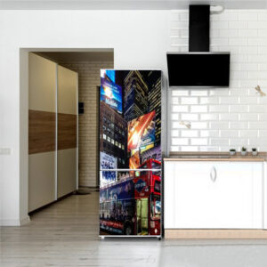 Autocolant pentru frigider, Model Modern City, Dimensiuni 200 x 90 cm, Design Vibrant, Autoadeziv