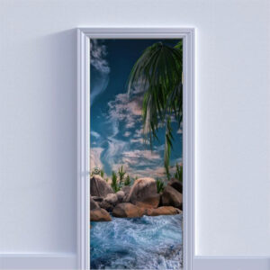 Autocolant pentru usa, Model Night in the Jungle, Dimensiuni 200 x 90 cm, Design Vibrant, Autoadeziv