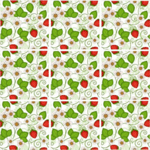 Set 100 Stickere decorative autoadezive pentru faianta sau perete, Model Strawberry Fields, Dimensiuni 15 cm x 15 cm, Rezistente la uzura si apa, 2,25 m2 - 3